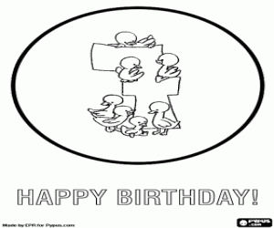 Coloriage Carte d'anniversaire pour enfants de 7 ans avec des animaux