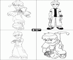 Coloriage Cartes d'invitation d'anniversaire avec des dessins de Ben 10