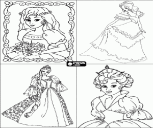 Coloriage Cartes pour invitation de f�te d'anniversaire avec des dessins de princesses