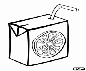 Coloriage Carton individuel de jus de fruit avec une paille � boire