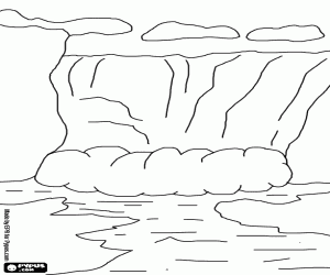 Coloriage Cataracte avec �coulement de l'eau vue du fond de la rivi�re
