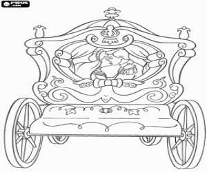 Coloriage Cendrillon et le Prince s'embrass�rent dans le carrosse royal apr�s le mariage
