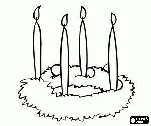 Coloriage Centre d'ornement pour la table de No�l avec quatre bougies
