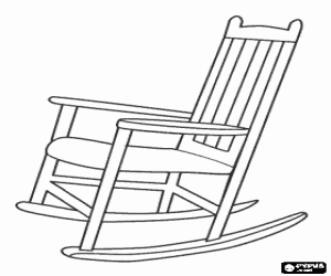 Coloriage Chaise � bascule, ber�ante, berceuse, chaise berceuse ou chaise ber�ante en bois avec le dos bars   