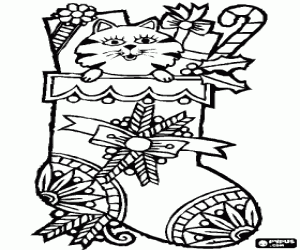 Coloriage Chaussette de No�l avec des ornements et des cadeaux