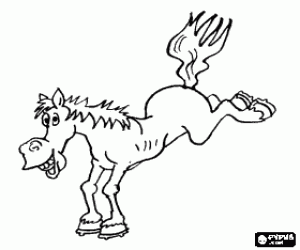 Coloriage Cheval � le saut d'obstacle sur ses deux pattes de devant