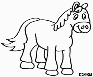 Coloriage Cheval en surveillant vers l'avant
