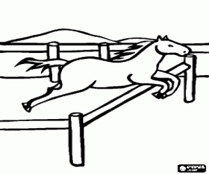 Coloriage Cheval sautant par-dessus une cl�ture