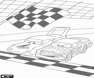 Coloriage Chick Hicks pr�t pour le d�part de la course aux c�t�s du Roi