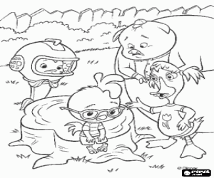 Coloriage Chicken Little est tr�s triste, mais avec le soutien de ses amis