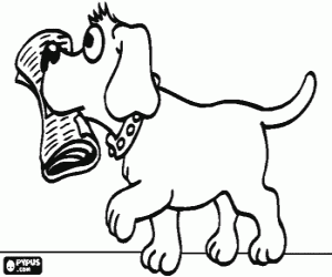 Coloriage Chien obedient avec un journal dans sa bouche