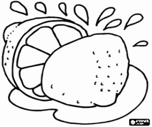 Coloriage Citron divis� par la moiti� avec tout son jus