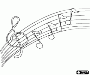 Coloriage Clef de sol et notes musicals dans un port�e