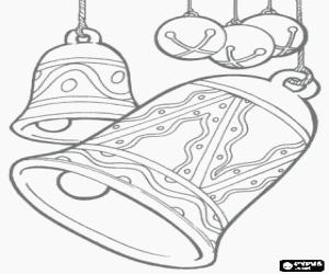 Coloriage Cloches de No�l avec des d�corations g�om�triques et des grelots