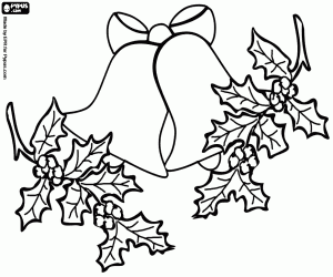 Coloriage Cloches de No�l d�cor�es avec des feuilles de houx
