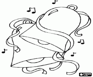 Coloriage Cloches de No�l en sonnant et orn�es avec des rubans de couleurs