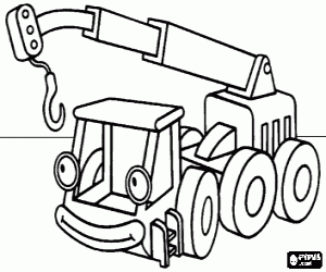 Coloriage Coccigru la grue, l'une des machines de l'�quipe de Bob le Bricoleur