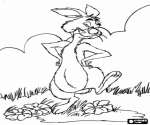 Coloriage Coco Lapin heureux dans le domaine