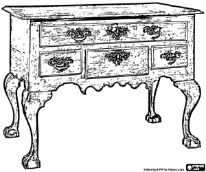 Coloriage Commode, meuble bas et � large tiroirs