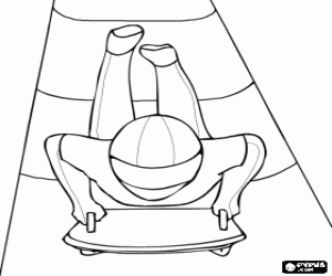 Coloriage Concurrence de skeleton, le altleta ou le skeletonneur est plac� � plat ventre sur le tra�neau