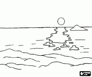 Coloriage Coucher de soleil sur la mer