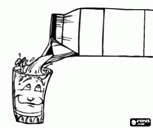 Coloriage Coupe de verre remplie avec le liquide � partir d'un Tetrapack