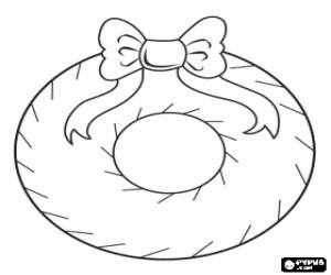 Coloriage Couronne de No�l avec le ruban pour d�corer