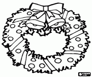 Coloriage Couronne de No�l orn�e avec deux cloches