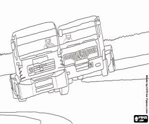Coloriage Course de camions dans le circuit