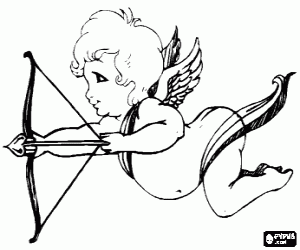Coloriage Cupidon tirant une fl�che � l'arc