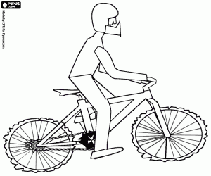 Coloriage Cycliste pr�t pour une course de descente sur son v�lo