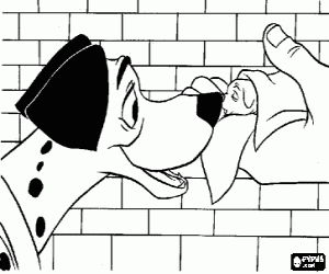 Coloriage Dalmatie avec son chien couv�e