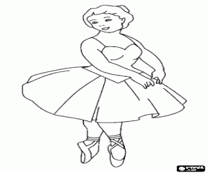 Coloriage Danseuse de ballet en tutu et chaussons