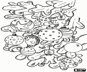 Coloriage Des boules de No�l et autres d�corations qui ornent l'arbre