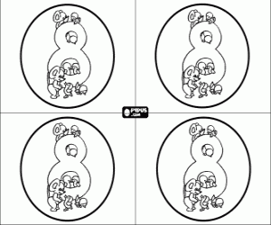 Coloriage Des cartes pour la f�te d'anniversaire, f�te 8 ans avec vos amis