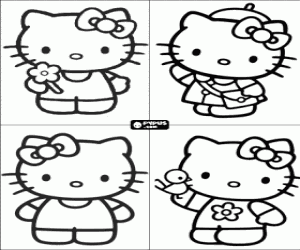 Coloriage Des invitations d';anniversaire avec des dessins de Hello Kitty