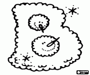 Coloriage Deux bonhommes de neige dans les trous de la lettre B