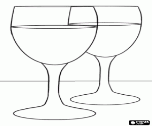 Coloriage Deux coupes de vin ou deux coupes d'eau