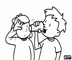 Coloriage Deux enfants chauff�e en buvant un verre d'eau
