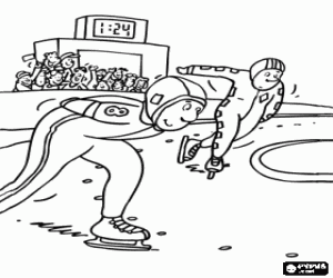 Coloriage Deux patineurs dans une course de patinage de vitesse