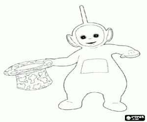 Coloriage Dispsy avec son chapeau Haut-de-forme avec fourrure noire et blanche