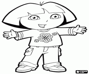 Coloriage Dora l'exploratrice, avec une chemise � fleurs