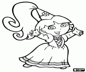 Coloriage Dora v�tue comme une princesse