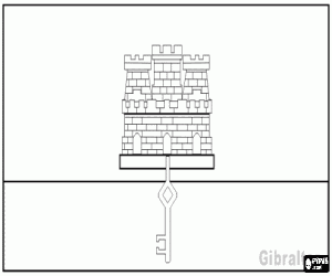Coloriage Drapeau de Gibraltar, territoire d'outre-mer du Royaume-Uni au sud de la P�ninsule Ib�rique