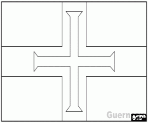 Coloriage Drapeau de le bailliage de Guernesey, d�pendance de la couronne britannique dans la Manche
