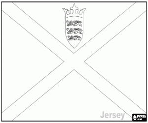Coloriage Drapeau de le bailliage de Jersey, d�pendance de la couronne britannique nes c�tes normandes