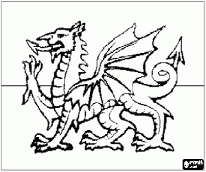Coloriage Drapeau de le pays de Galles, nation du Royaume-Uni