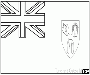 Coloriage Drapeau de les �les Turques-et-Ca�ques ou Turks et Ca�cos