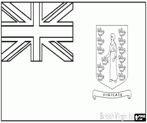 Coloriage Drapeau de les �les Vierges britanniques, territoire britannique d'outre-mer des Cara�bes