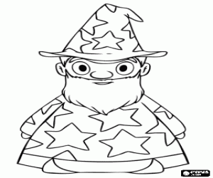 Coloriage Dr�le magicien avec son costume d'�toiles